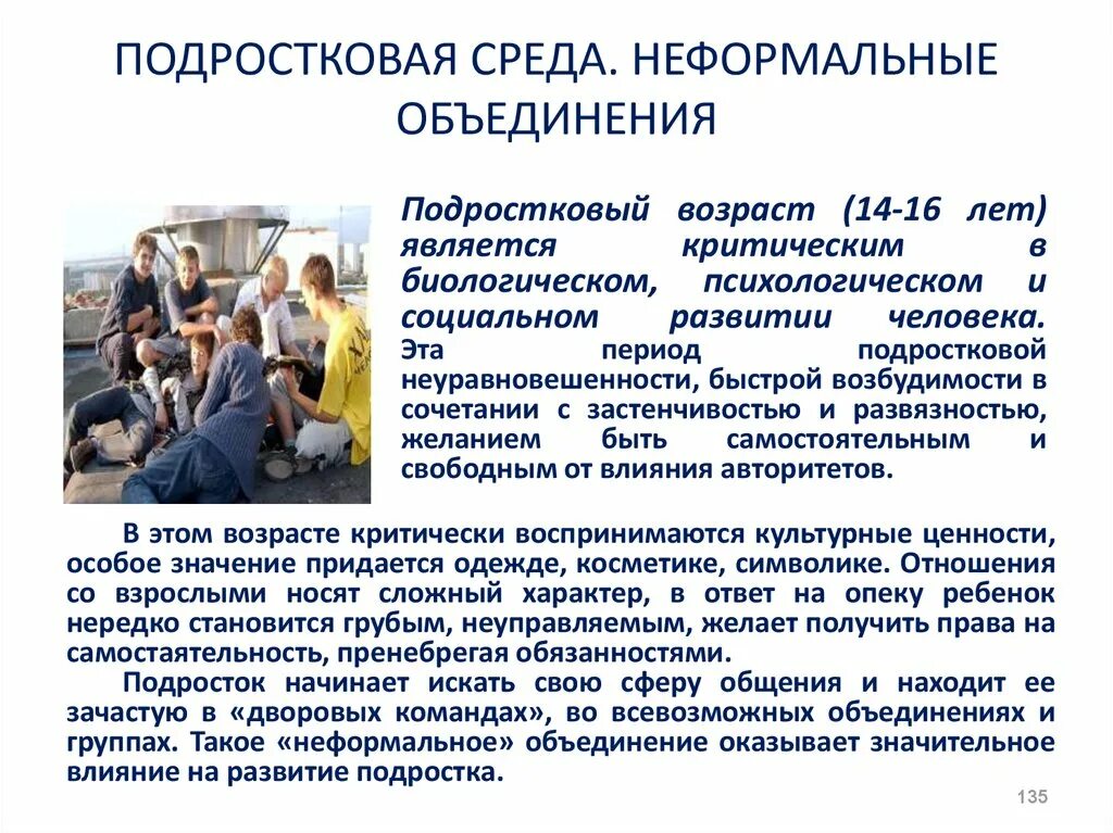 Особенности групп подростков. Подростковые объединения. Неформальные объединения. Социальная среда подростка. Современные подростковые неформальные объединения.