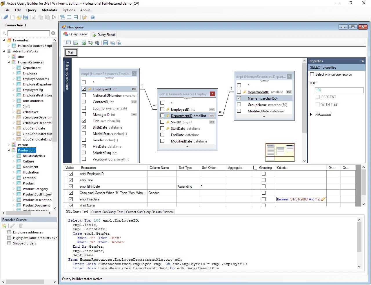 Query order. Query Builder. Database: query Builder. Архитектура WINFORMS И MS SQL. Visual SQL query.