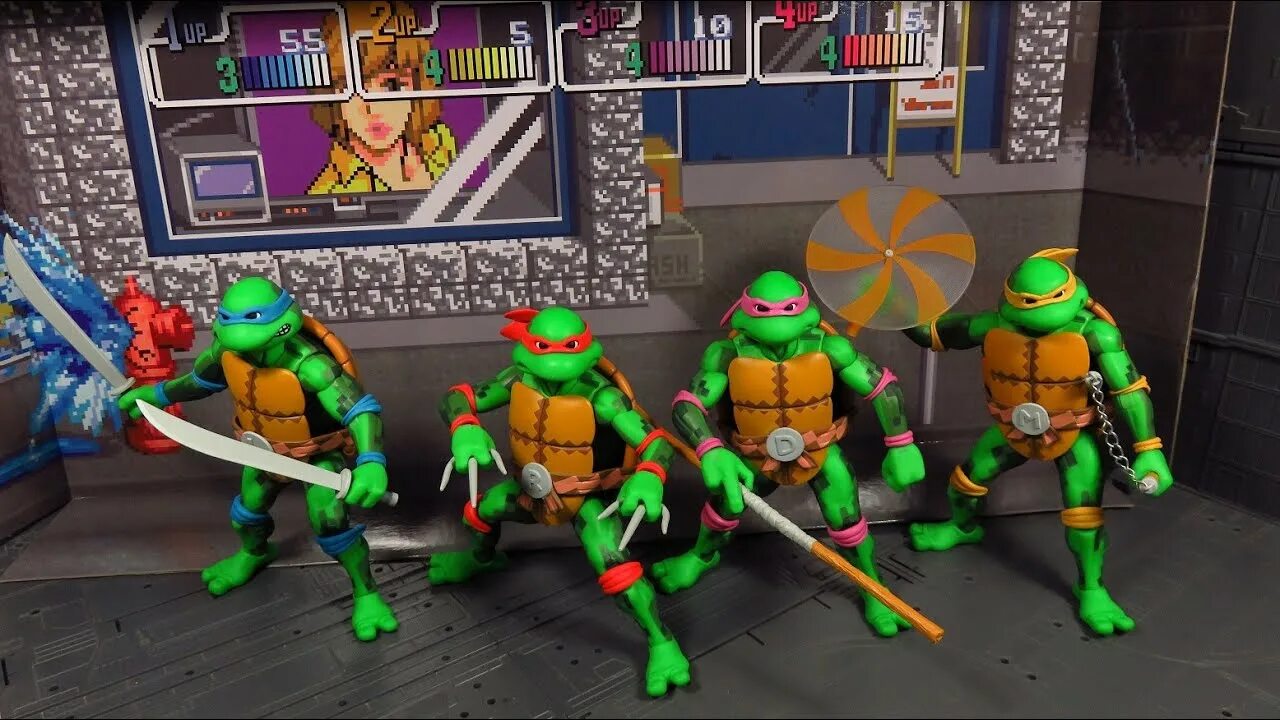 Tmnt arcade. TMNT Arcade NECA. Черепашки ниндзя пицца по Шредоровски. NECA Turtles. Черепашки ниндзя аркада атак.