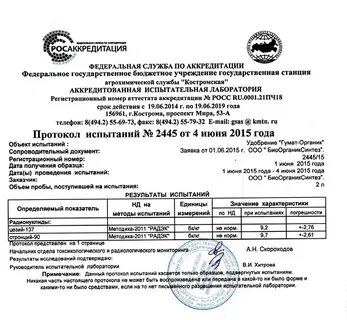 Протокол проведения испытаний результаты