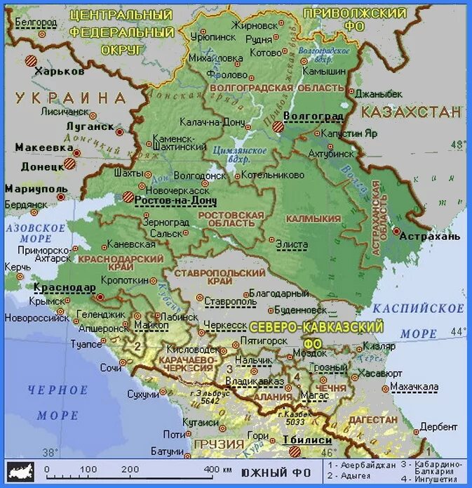 Карта Юга России с областями. Карта Юга России с городами. Карта Южного федерального округа России. Карта Юга России с городами и областями.