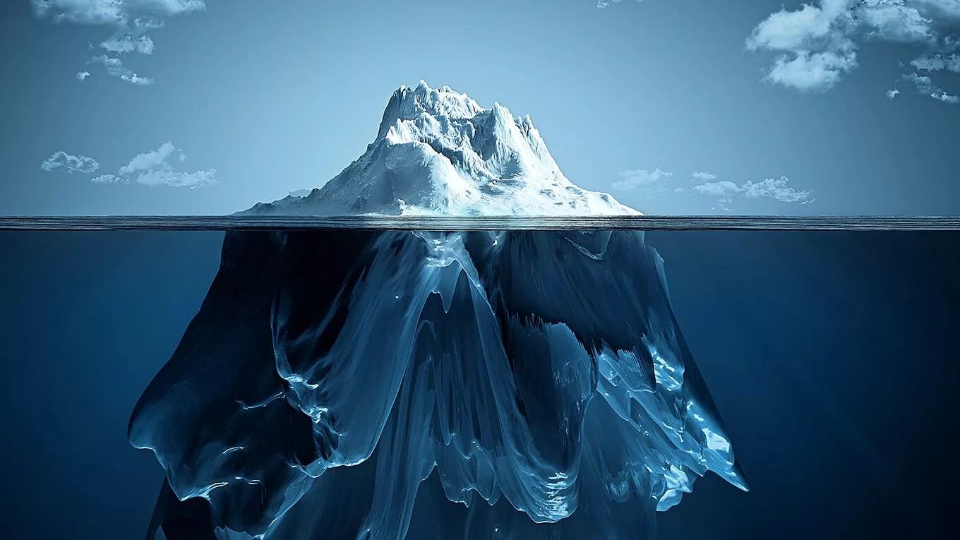 I под. Айсберг подводная часть. Вершина айсберга. Надводная часть айсберга. Айсберг под водой.