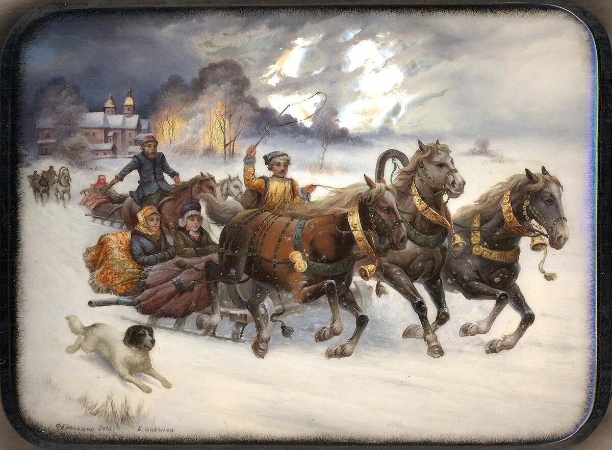 Степан каширин художник. Народный праздник катерина санница. Зимняя тройка васнецов. Тройка лошадей с санями. Лаковая миниатюра федоскино тройка лошадей.
