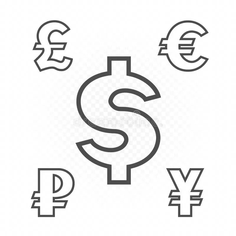 Символы валют. Знак доллара евро рубля. Логотипы валют. Доллар вектор. Валютный план