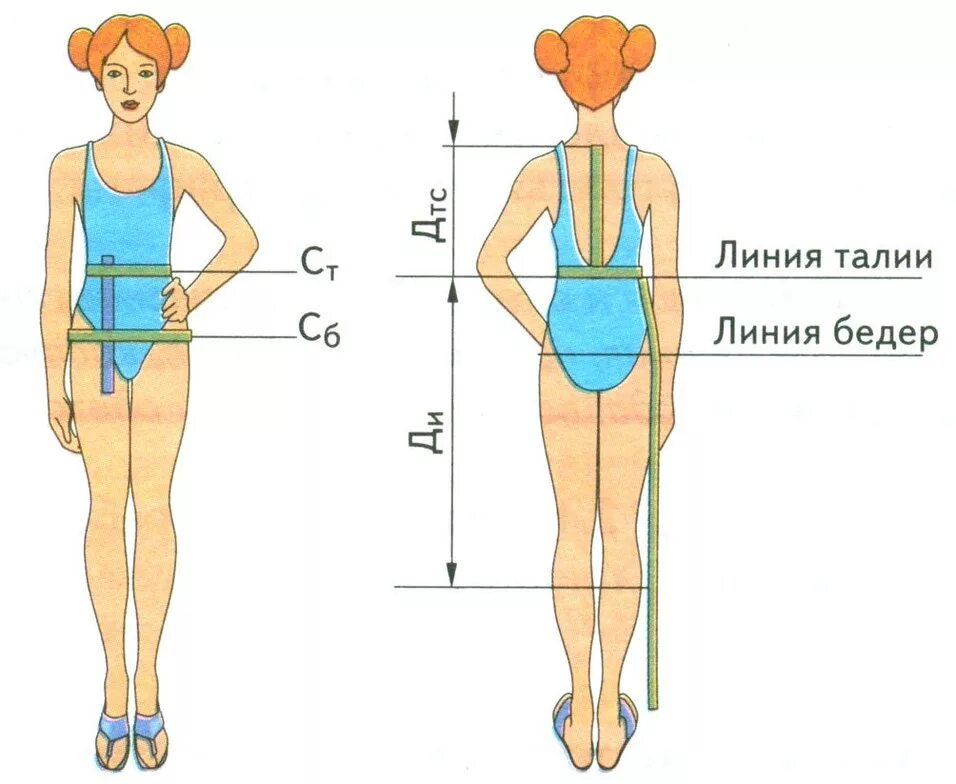 Расстояние от линии талии до