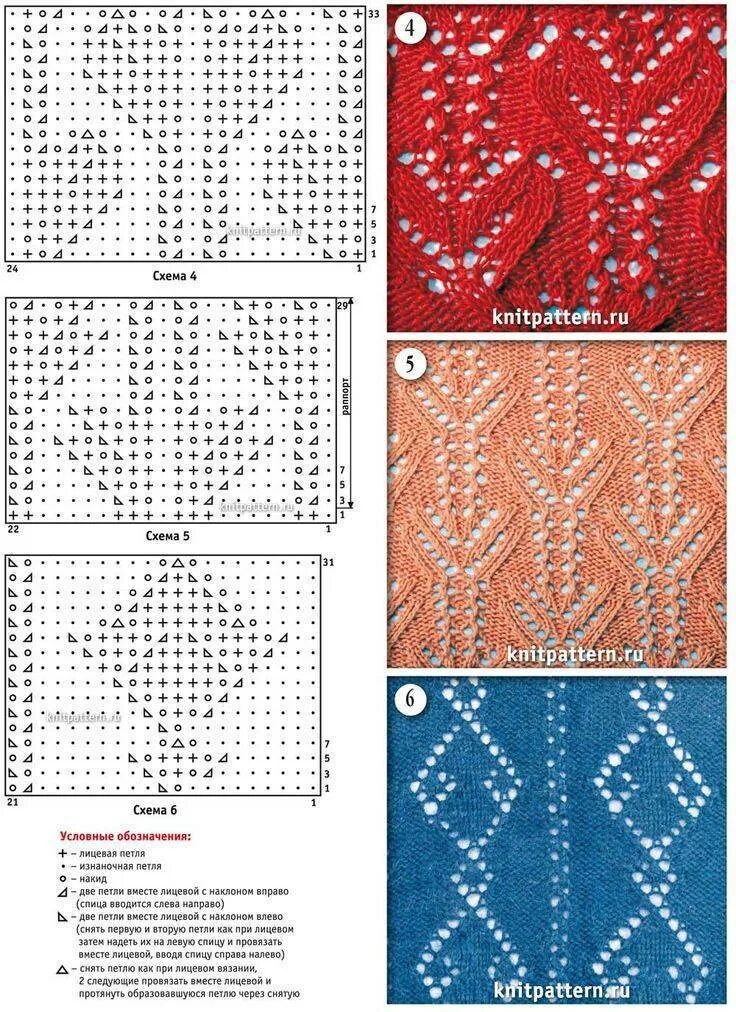 Узоры спицами. Ажурные узоры. Схемы узоров для вязания. Вязание спицами узоры схемы.