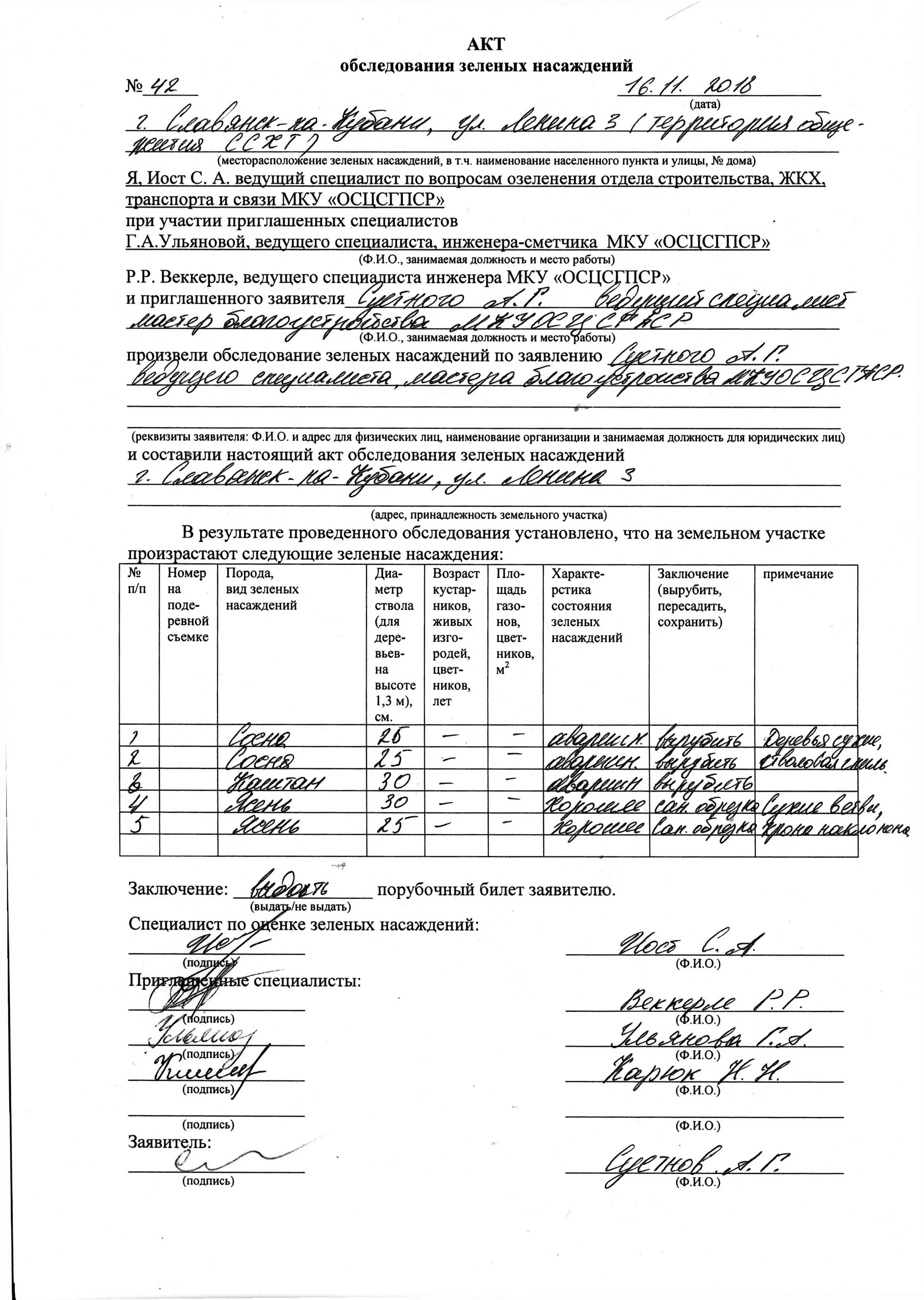 Акт обследования установки. Акт приема передачи зеленых насаждений. акт осмотра входной группы.