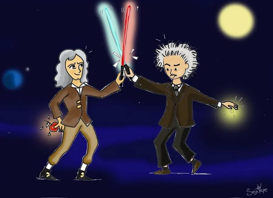 Ньютон тесла. Эйнштейн против Ньютона. Эйнштейн шарж. Ньютон Эйнштейн карикатура.