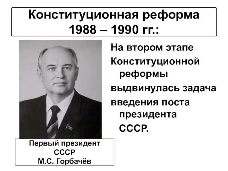 Президентская реформа. Пост президента СССР 1990. Конституционная реформа 1988-1990.