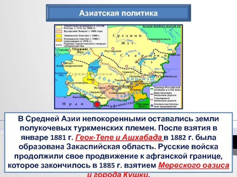 Каково присоединение средней азии к россии