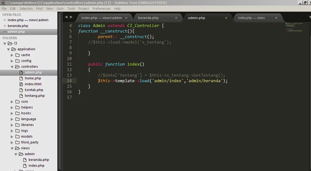 Php in Sublime text. Index.php. Phpadmin/Index.php фото.