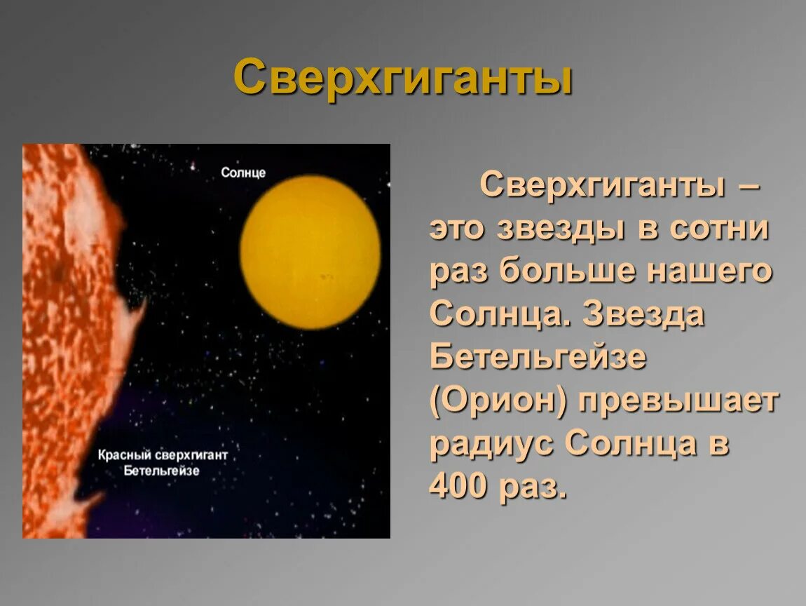 Звезда в 2 раза больше солнца. Сверхгигант звезда Бетельгейзе. Красный сверхгигант Бетельгейзе. Звезды больше солнца. Звезды сверхгиганты презентация.