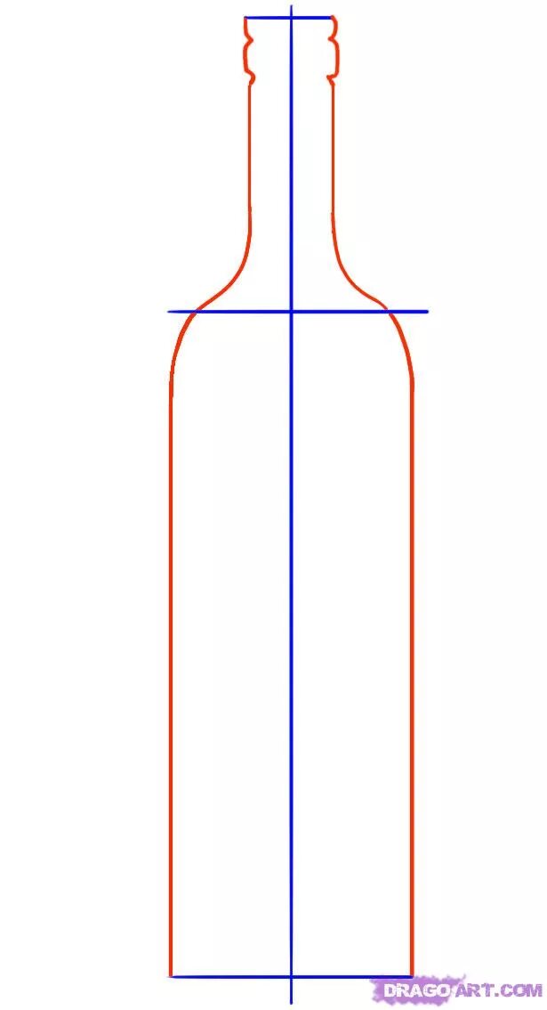 Рисование вином. Вино карандашом. Бутылка для срисовки. Вино нарисованное. Построение бутылки.