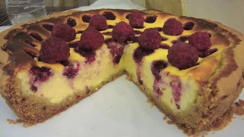 Песочный пирог малина с творогом