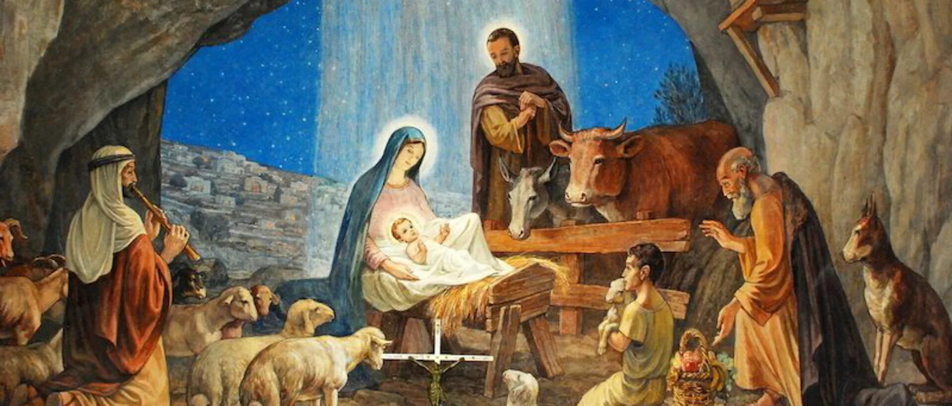Год рождения иисуса христа. Протестант рождение Иисуса. Гончарова рождение Христа. Картина рождение Христа в хлеву с распятием. Рождение Иисуса Гончарова.