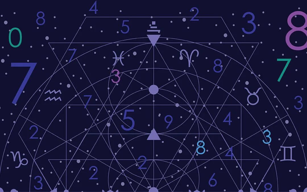 Магия чисел карта. Нумерология. магия цифр. фон для нумерологии. нумерология иллюстрация.