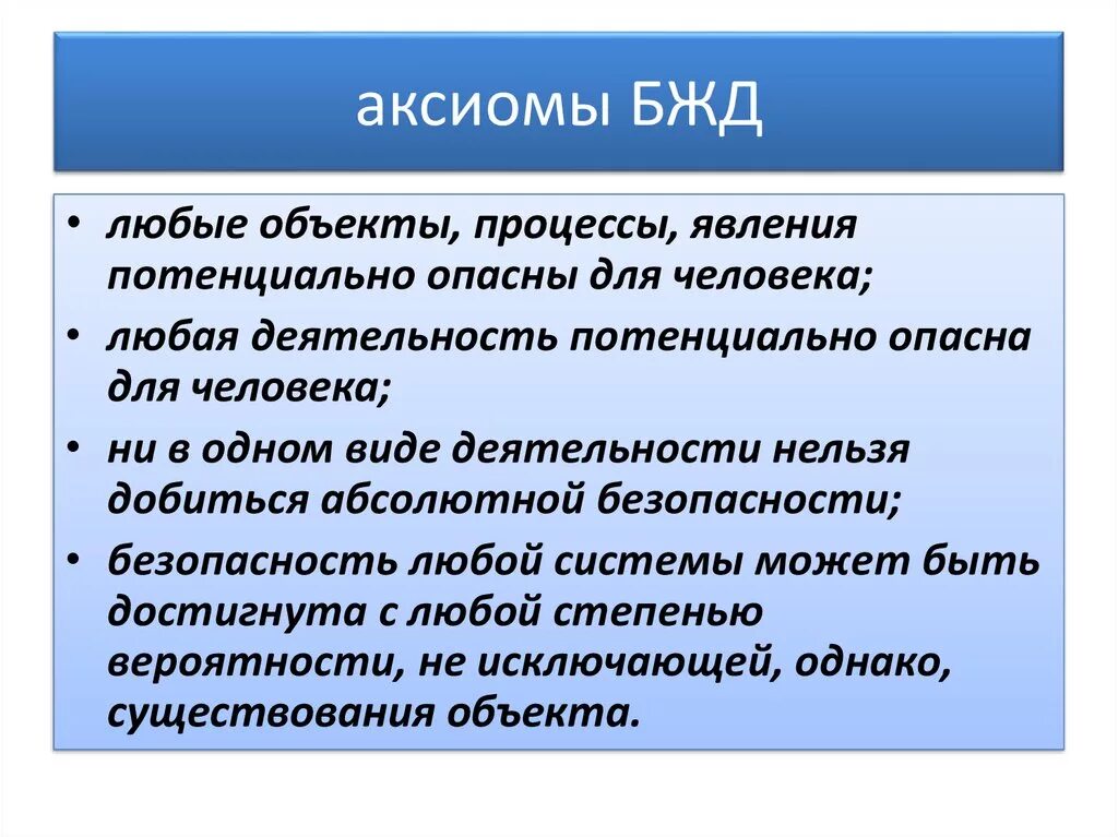 Аксиома 2 БЖД. Аксиомы безопасности жизнедеятельности. Основные Аксиомы БЖД.