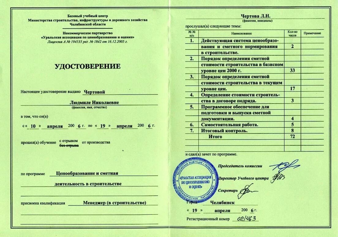 Количество часов курсов повышения квалификации