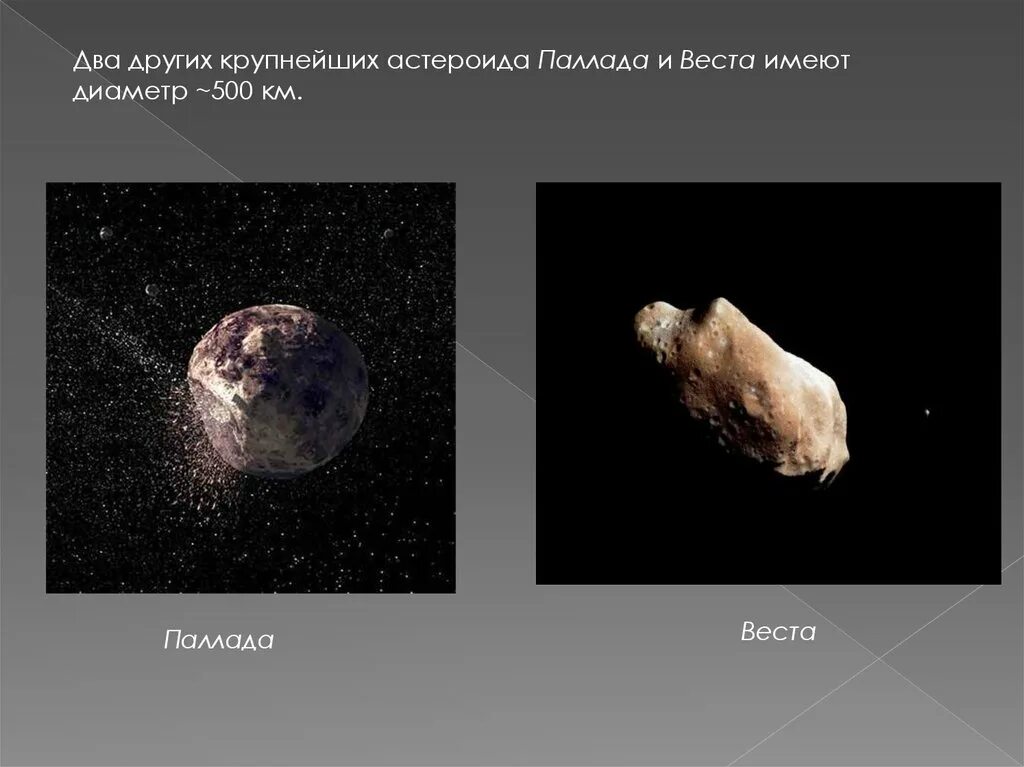 Крупнейшими астероидами являются. 2 Паллада астероид.