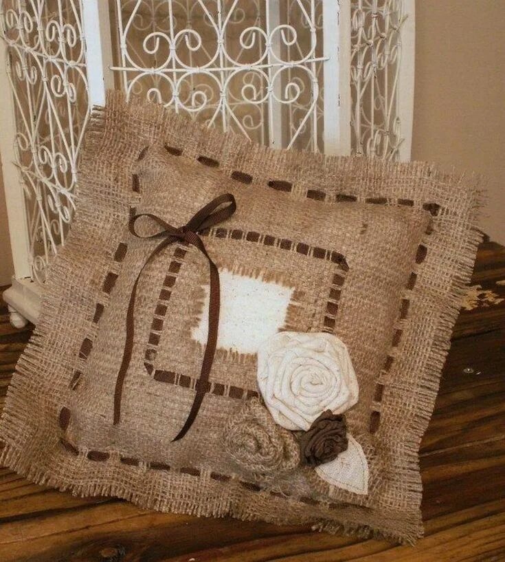 Handmade Rustic Burlap Flower Wedding Тканевые цветы ручной работы, Самодельные 
