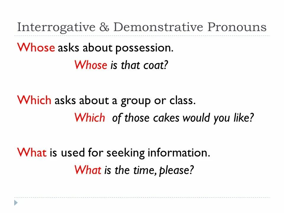 Interrogative pronouns. Местоимения who whom whose what which. Demonstrative pronouns. Interrogative pronouns правила.