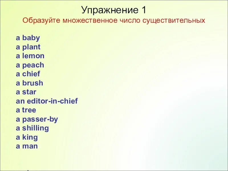 Baby множественное число. Chief множественное число. Badyво множественном числе. Brush во множественном числе на английском.