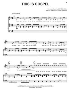 At The Disco "This Is Gospel" Sheet Music Download PDF Score 1568...