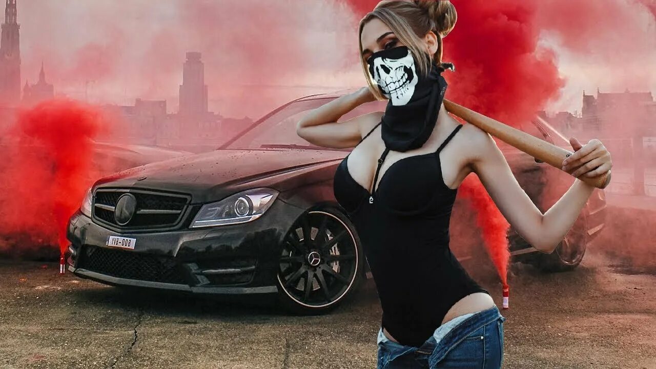 My car my music. Девушка в маске с битой. Обложка для группы авто. Крутой музон бас. Крутой музон в авто.