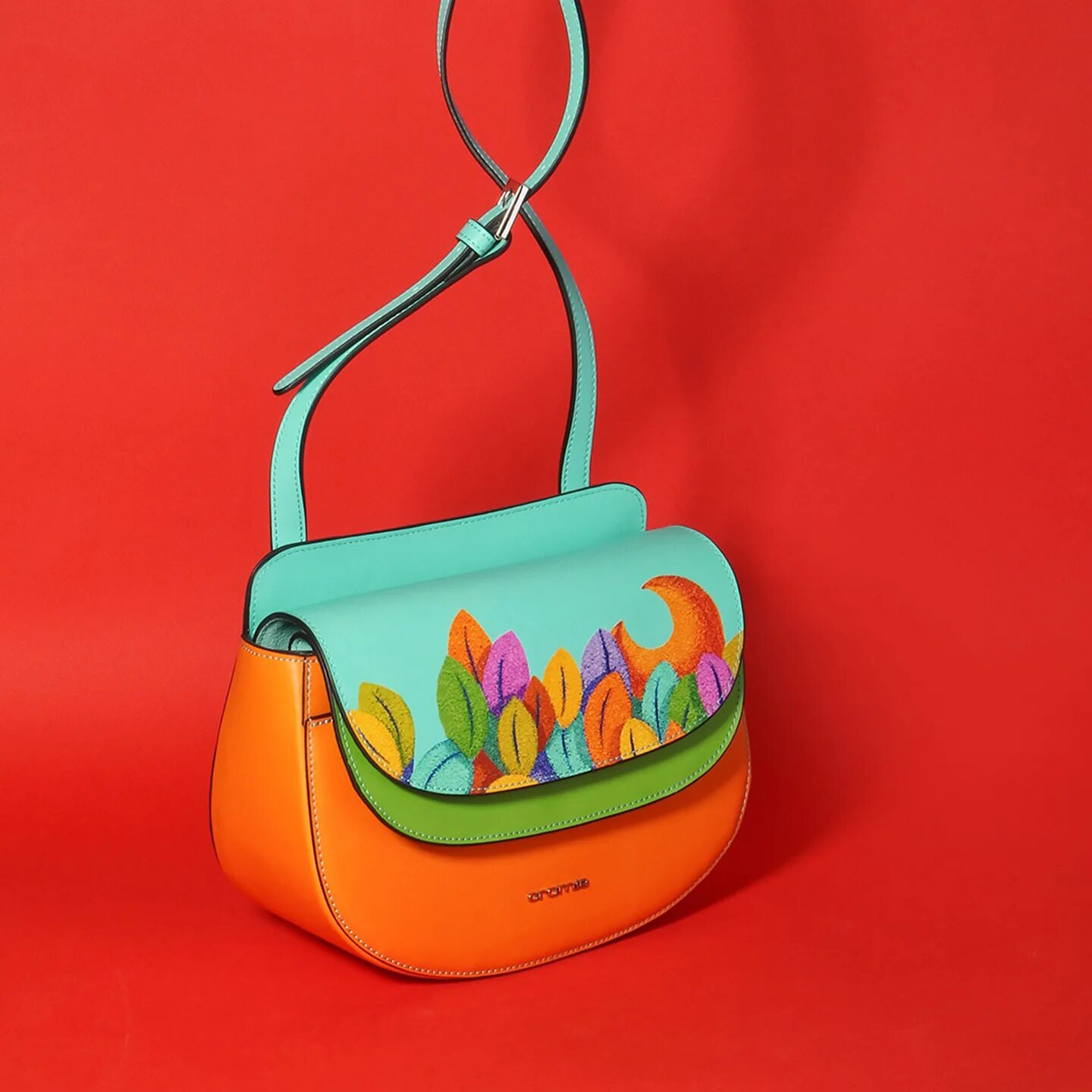 Women Colourful Jointing Handbag Rainbow Wave Pattern Women Handbag Eagle Head O
