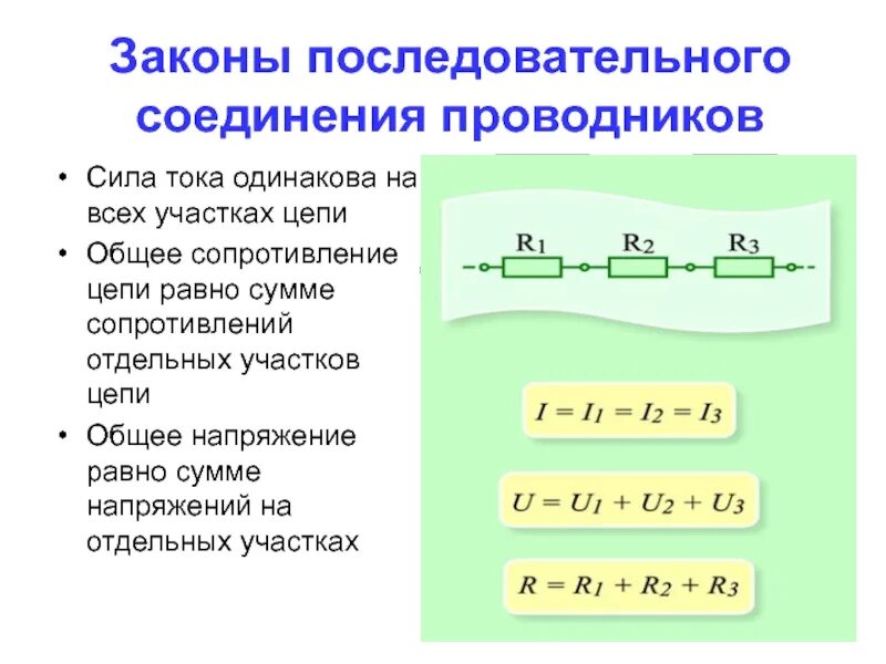 Запишите законы параллельного соединения. Закон для сопротивления при последовательном соединении проводников. Законы параллельного соединения проводников сопротивление. Закон токов при последовательном соединении проводников. Параллельное соединение резисторов с одинаковым сопротивлением.