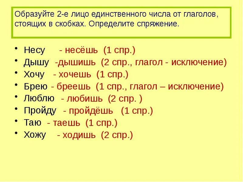 Образуйте формы единственного числа. Спряжение глаголов 2 лица единственного числа. Глагол 2 спряжения 2 лица единственного числа. Нести спряжение глагола. Нести какое спряжение глагола.