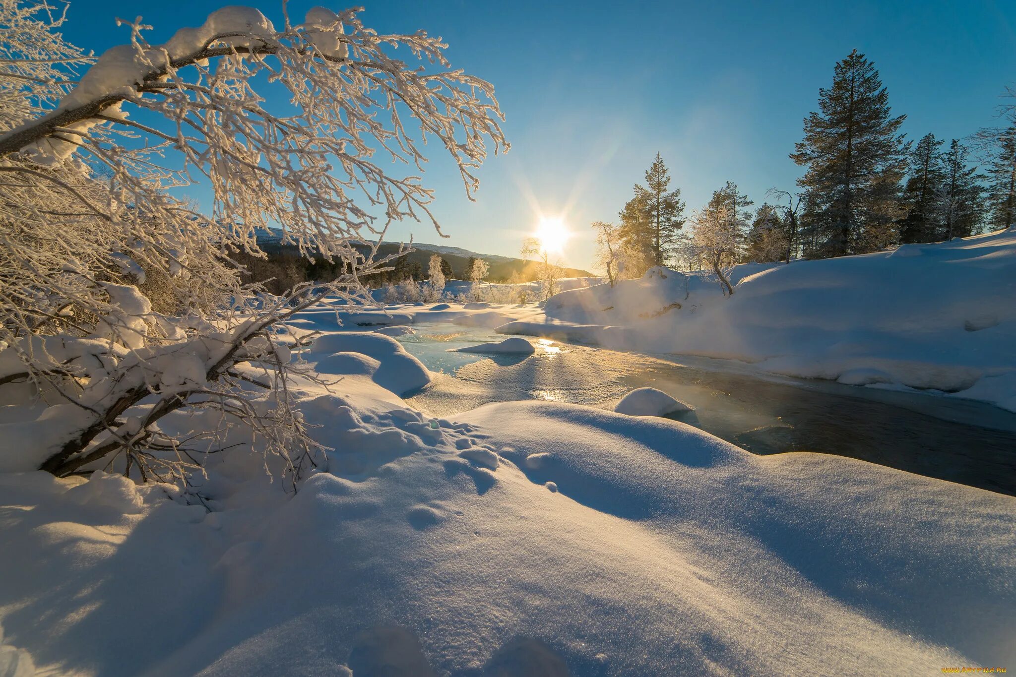 Зимний пейзаж. Зимняя природа. Красивая зима. Красивые пейзажи зимы. Январские сугробы