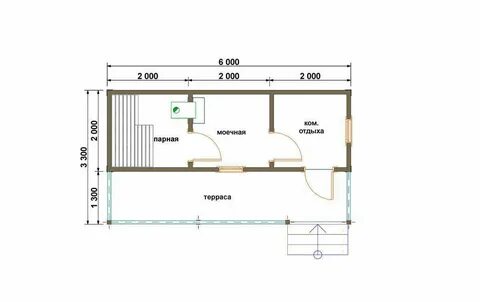 Проект бани из газобетона с террасой