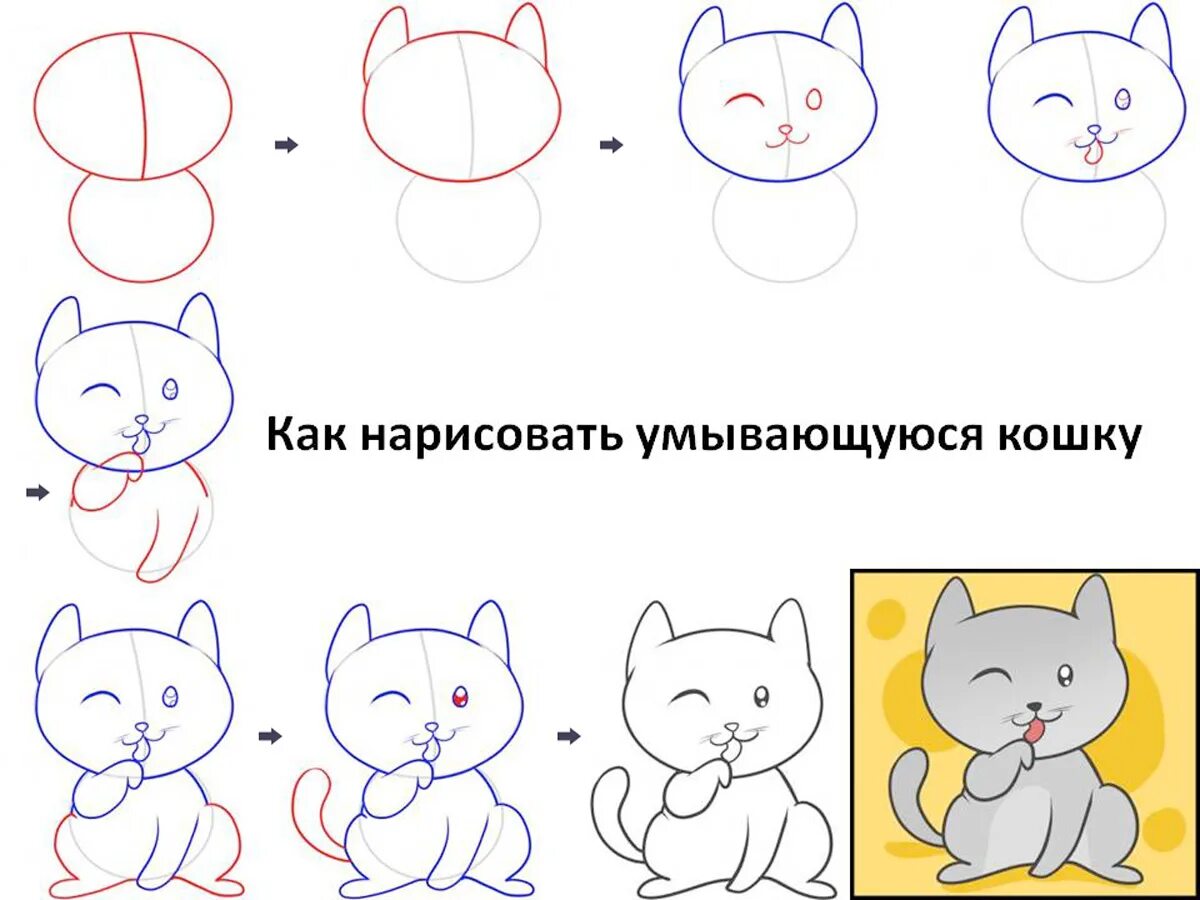 Пошаговые рисунки карандашом. Поэтапное рисование котенка. Поэтапный рисунок котенка. Котик рисунок поэтапно.