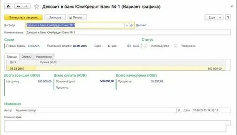 Размещение депозита в банке проводки