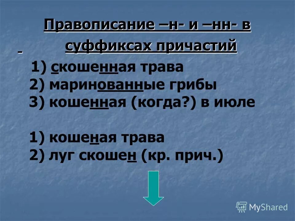 Графически объяснить правописание. Недавно кошенный луг. Нескошенная. Суффиксы. Объяснить правописание не.