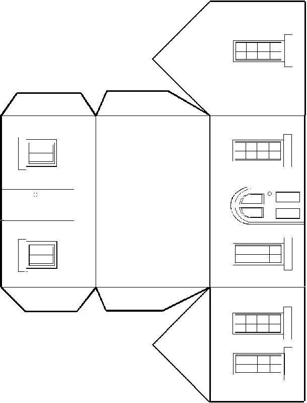 Развертка домика. Развертка бумажного домика. Картонный домик развертка. Макет домика.