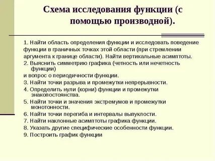 Исследование функции заключение