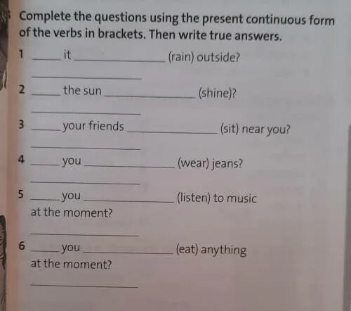 Write questions use the present continuous