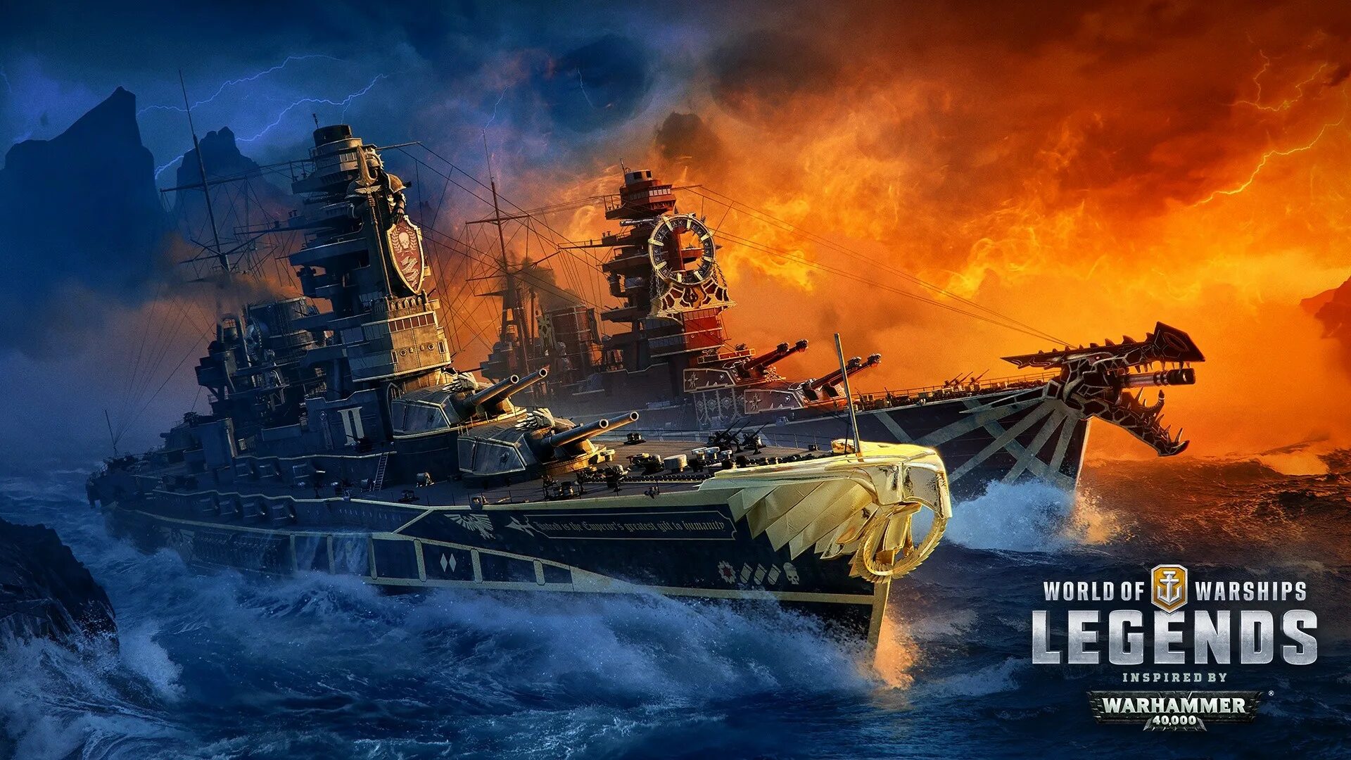 Игры ворлд варшипс. World of Warships Warhammer 40k. Корабли игра World of Warships. Морской бой World of Warships. Ворлд оф варшипс вархаммер 40000.