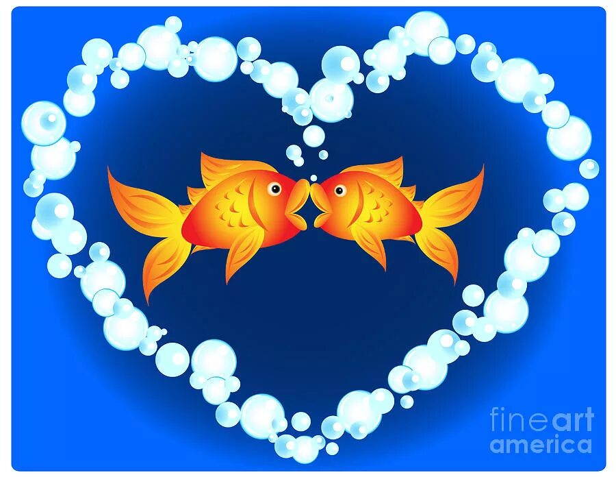 Рыбы любовный неделя. Рыбка с сердечком. Влюбленная рыбка. Две рыбки влюбленные. Парные рыбки.