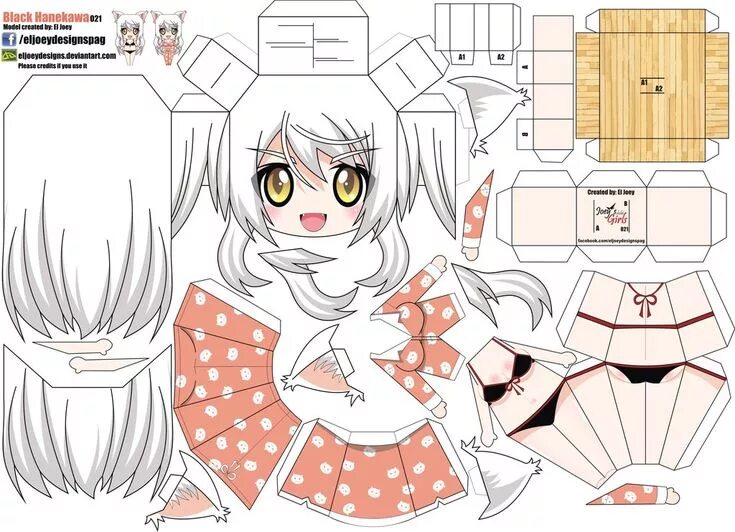 Схема девочки из бумаги Kanna Kamui (JCG 130) by ELJOEYDESIGNS Anime crafts, Anime paper, Paper doll tem