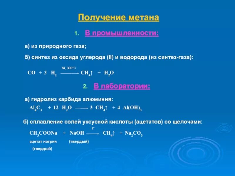 Как из уксусной получить метан