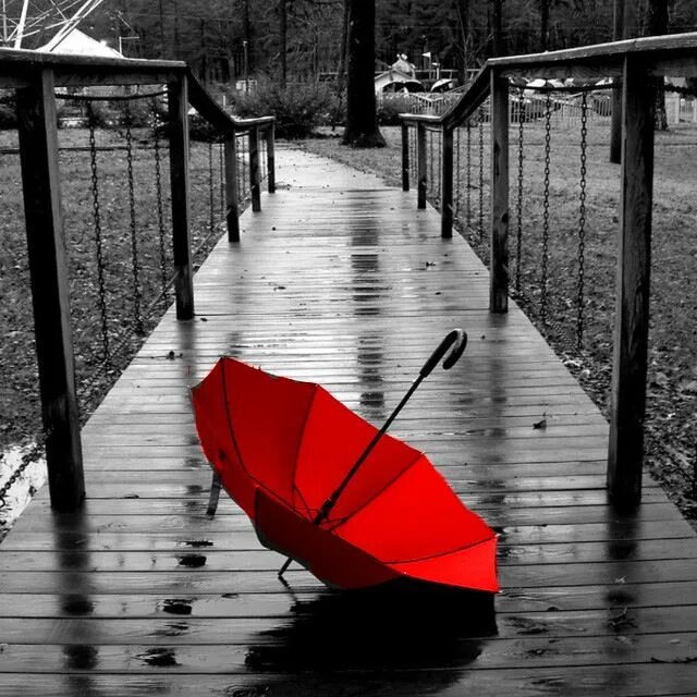 Серо красная картинка. Красный зонтик. Черно белое с красным зонтом. Чёрно-белая картина с ярким акцентом. Картины с цветными элементами.