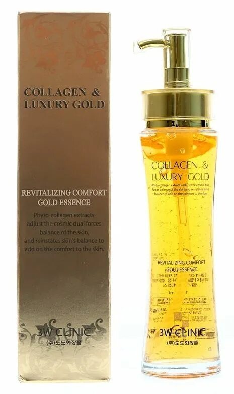 Эссенция коллагена. 3w Clinic Collagen & Luxury Gold Revitalizing Comfort Gold Essence 150 мл.. 3 W Clinic Collagen Luxury Gold Revitalizing Comfort. Эссенция для лица с золотом Luxury Gold 3w Clinic. Восстанавливающая эссенция 3w Clinic Collagen & Luxury Gold Revitalizing Comfort Gold Essence.