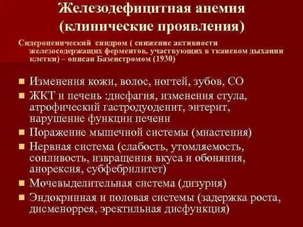 Клинические симптомы анемии у детей