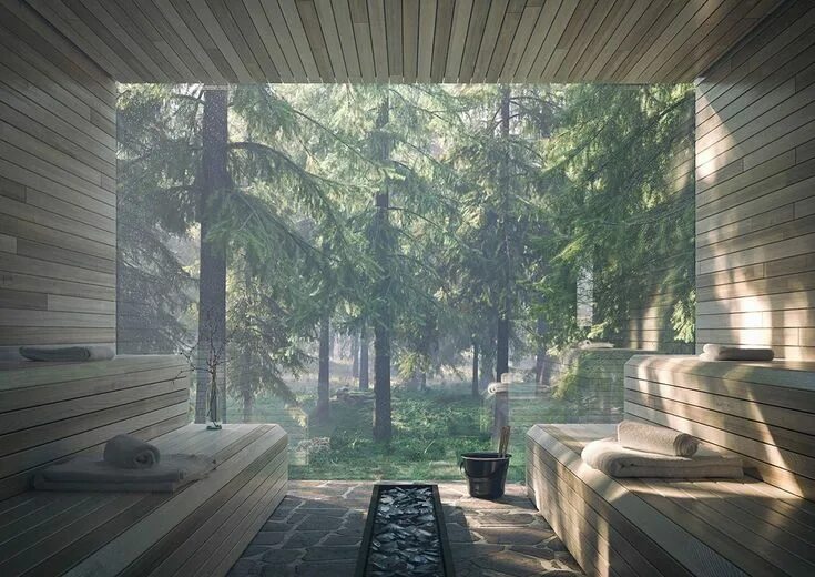 the trakt forest hotel hovers amid treetops in swedish pinewoods