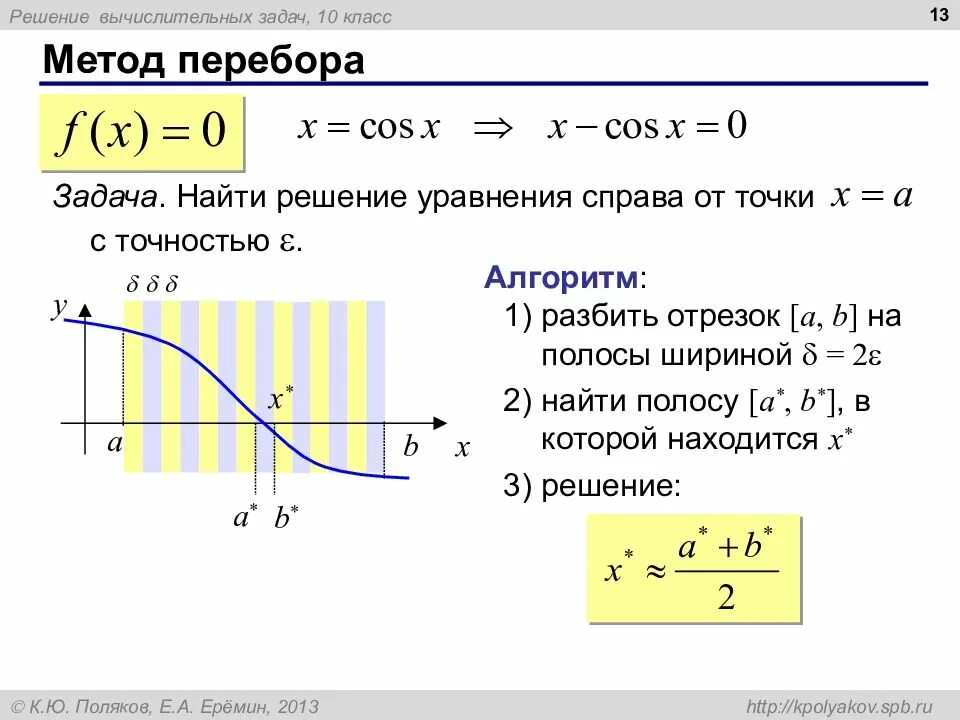 Решение численных задач. Решение уравнений методом перебора. алгоритм метода перебора. решение задач методом перебора. уравнение метод перебора.