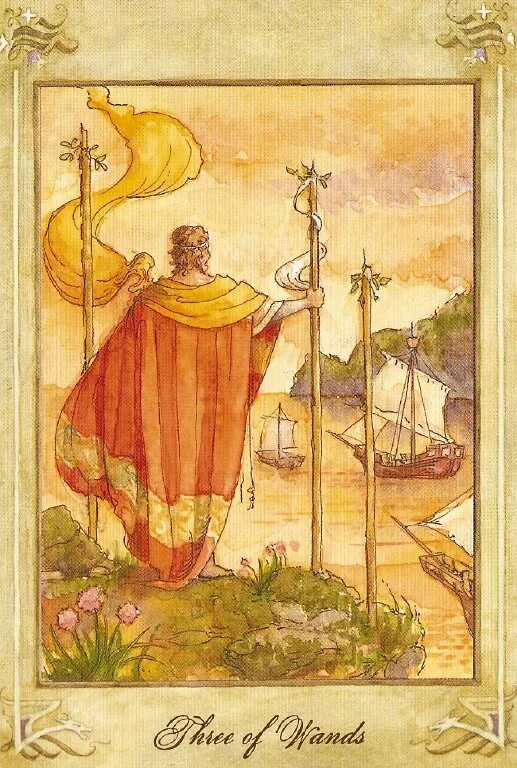 3 жезлов и 5 жезлов. Llewellyn tarot (ллевелин таро). 3 жезлов таро. три жезла таро. карта таро 3 жезлов.
