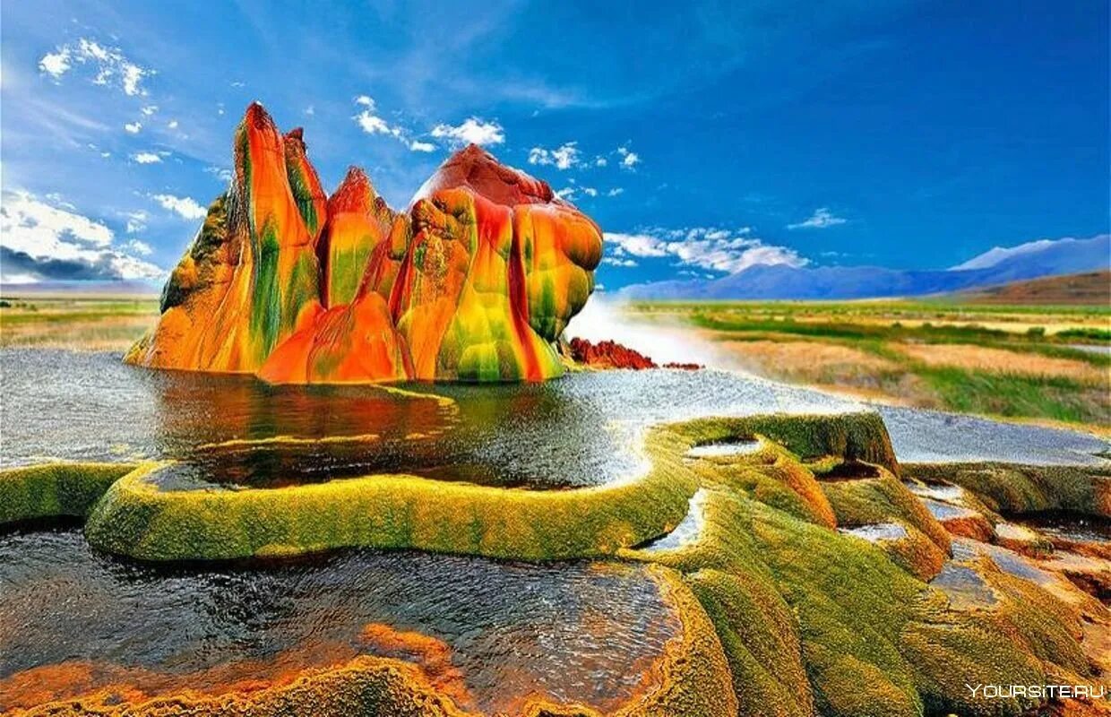 Гейзер Флай Невада США. Гейзер штат Невада. Удивительные пейзажи. Необычная природа.
